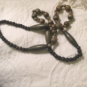 Vintage Jewelry - Long olive green vintage wood bead necklace Vintage Jewelry - Long olive green vintage wood bead necklace